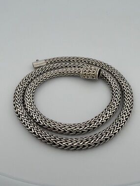 Heavy 925 Sterling Silver Bali Woven Chain Necklace Bracelet 50.9g 6.20 mm